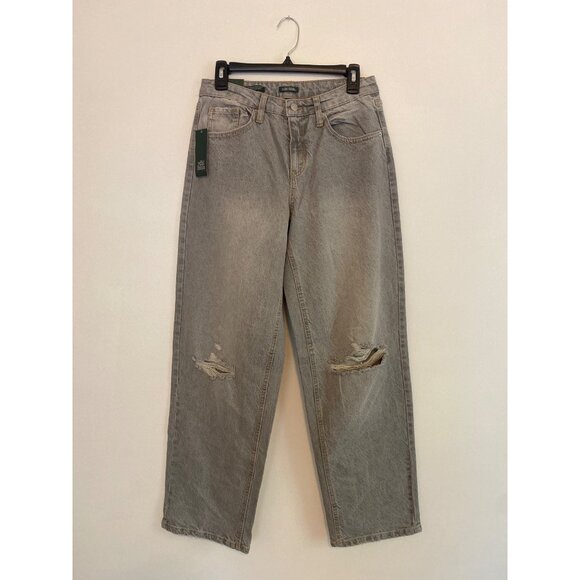 NWT Wild Fable Women’s Gray Distressed Mid-Rise 90’s Straight-leg Jeans Size 4 - Picture 1 of 9
